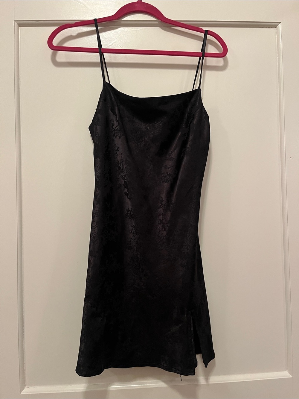 Princess Polly Black Satin Jacquard Slip Mini Dress